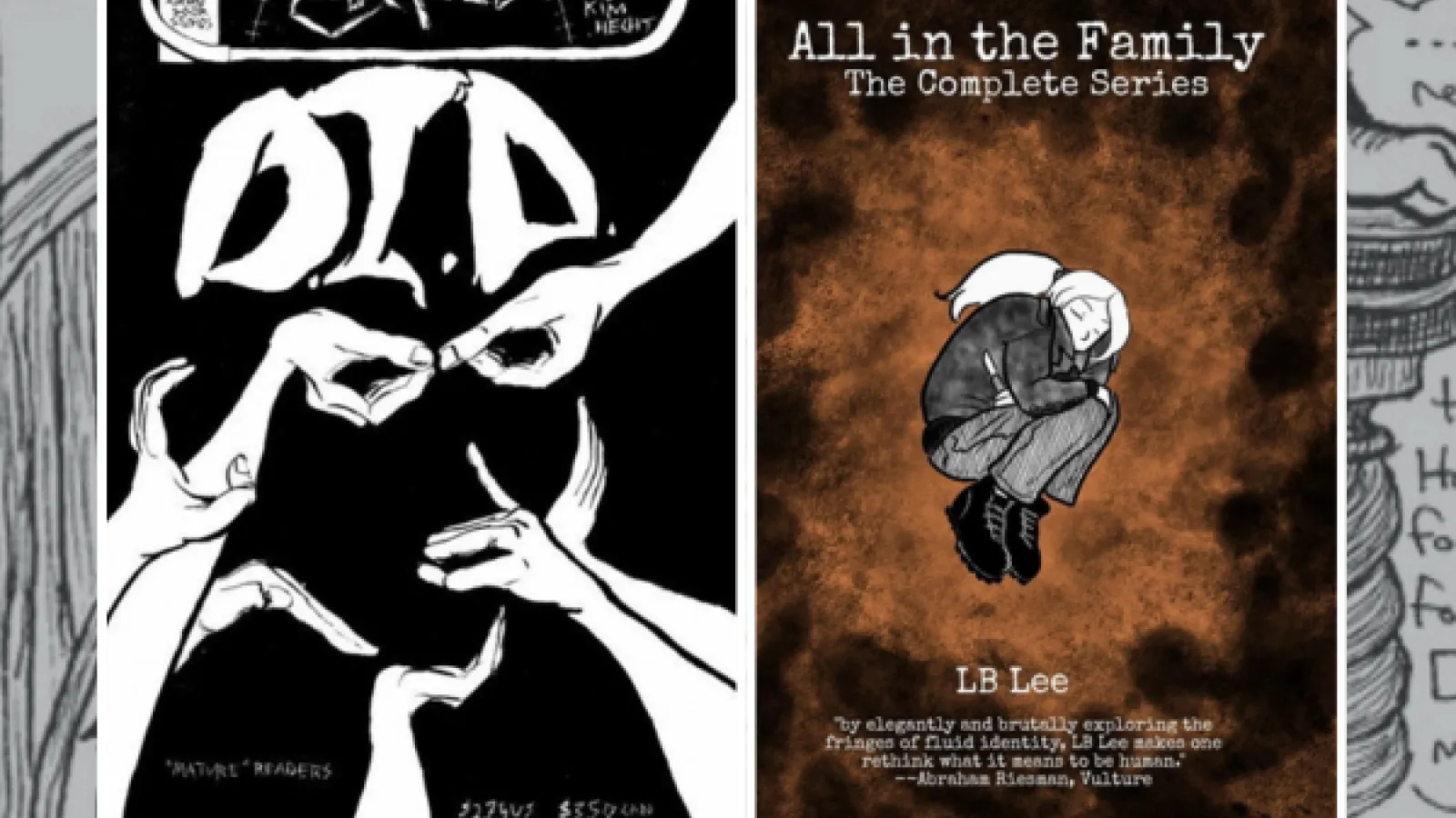 Covers of the two graphic novels mentioned in the description: Madison Clell's Cuckoo and LB Lee's All in the Family