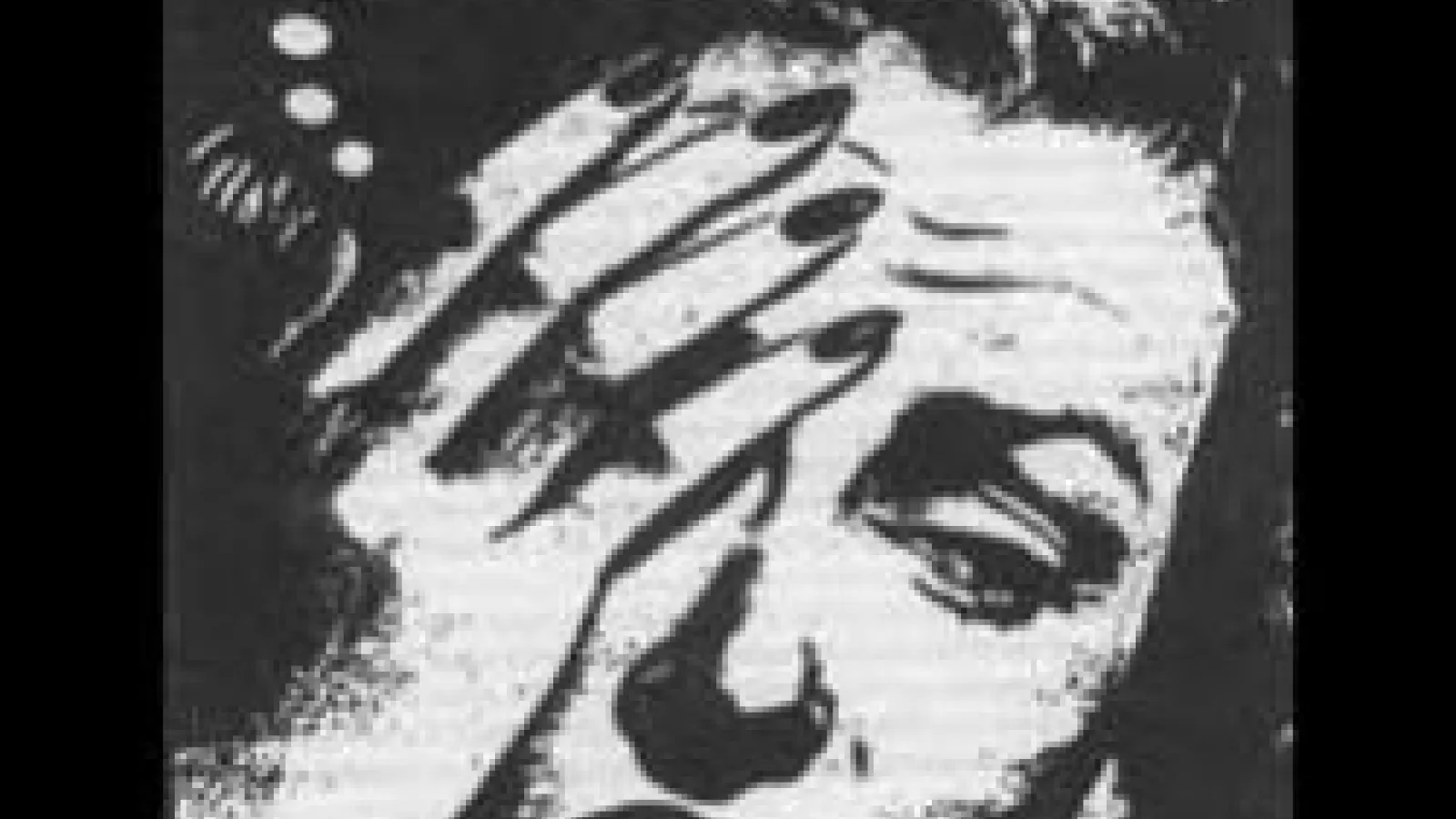 Cartoon of a woman holding her hand to her face, with a speech balloon reading "My thoughts have been replaced by moving images"