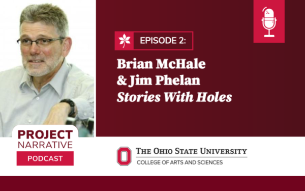 Brian McHale next to text "Brian McHale & Jim Phelan Stories With Holes"