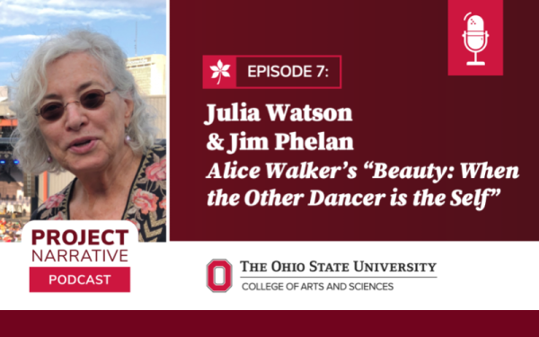 Julia Watson next to text "Julia Watson & Jim Phelan Alice Walker's Beauty: When The Other Dancer is the Self"